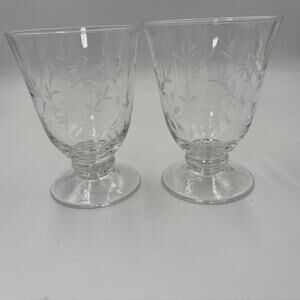 Lenox Crystal Double Old Fashioned Cocktail Glass Etched Heather 12 oz  Set 2